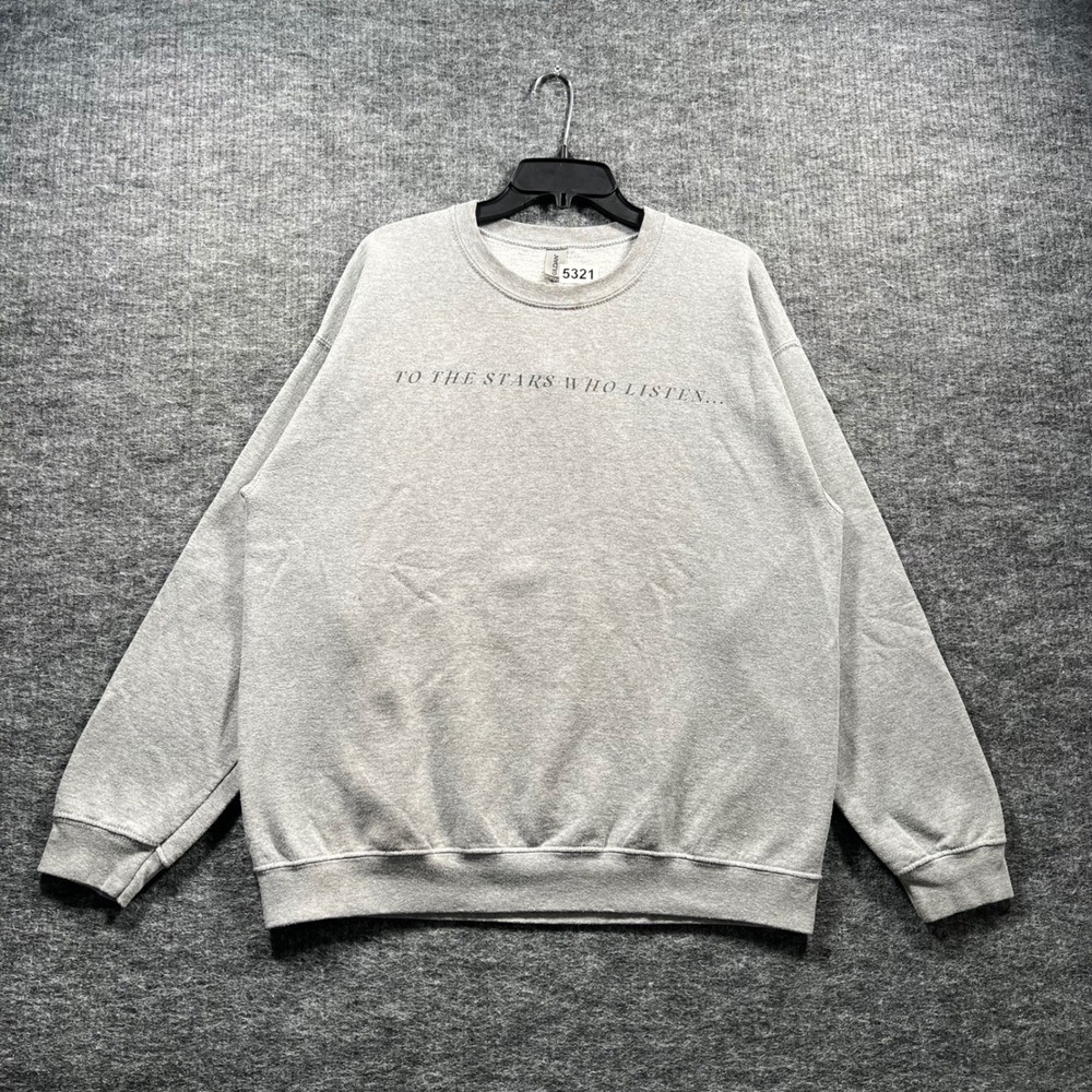 Gildan To The Stars Who Listen Graphic Crewneck Sweatshirt Gray Large
